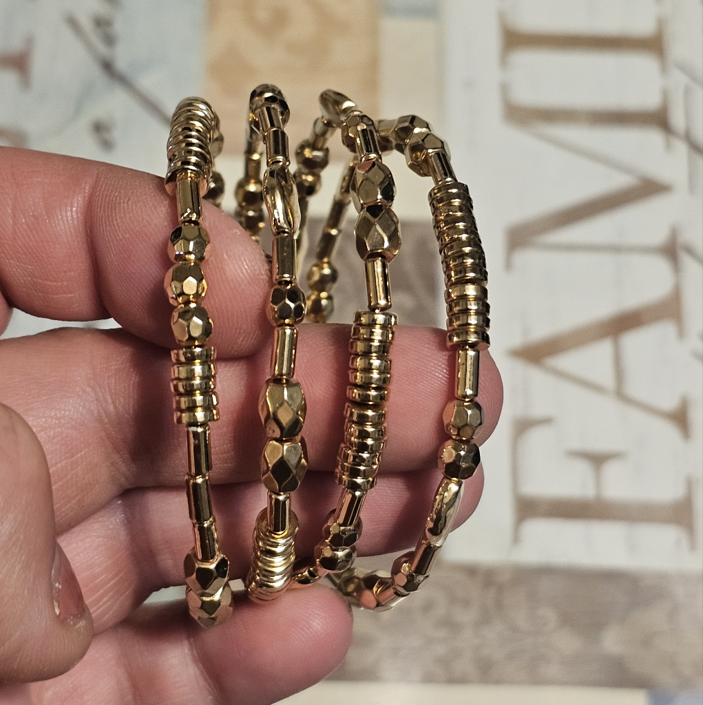 Style & Co Gold Tone Beaded Multi Row Coil Bracelet